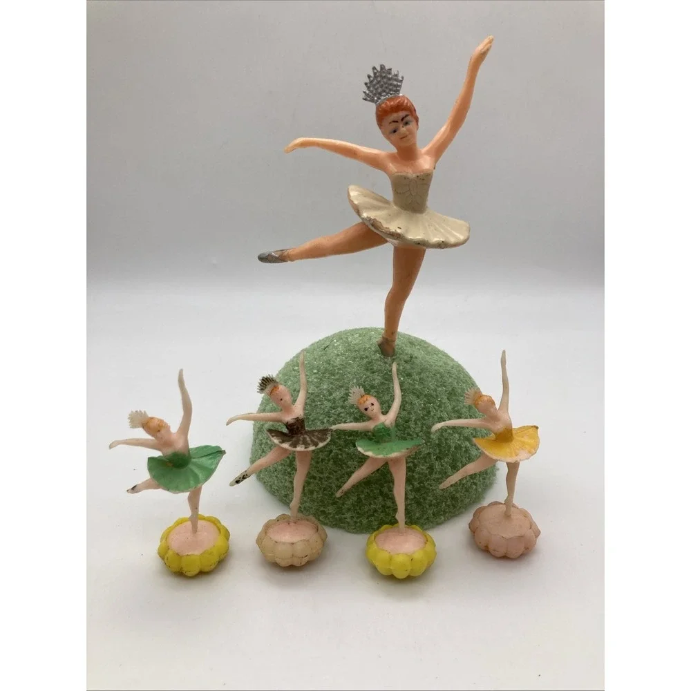VINTAGE SET 5 PLASTIC BALLERINA FIGURES CAKE TOPPERS Birthday Cake Cupcake
